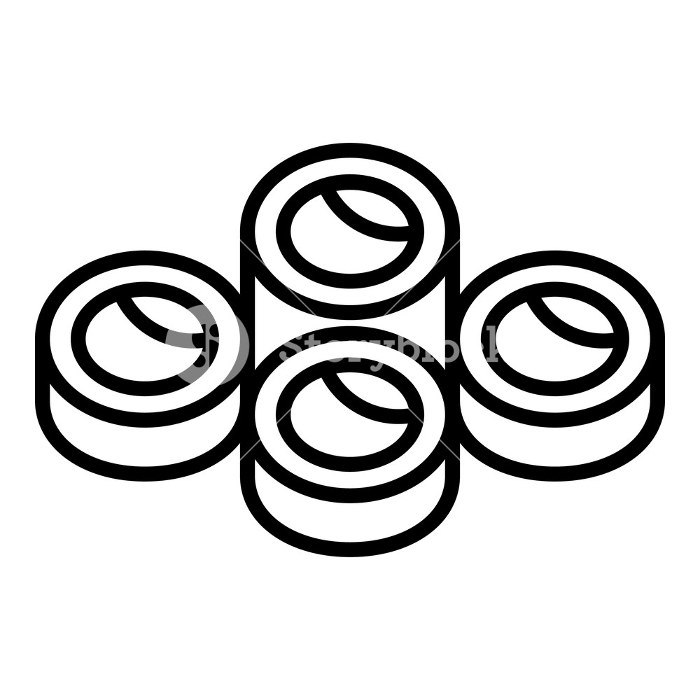 1000x1000 Online Sushi Roll Icon Outline Online Sushi Roll Vector Icon