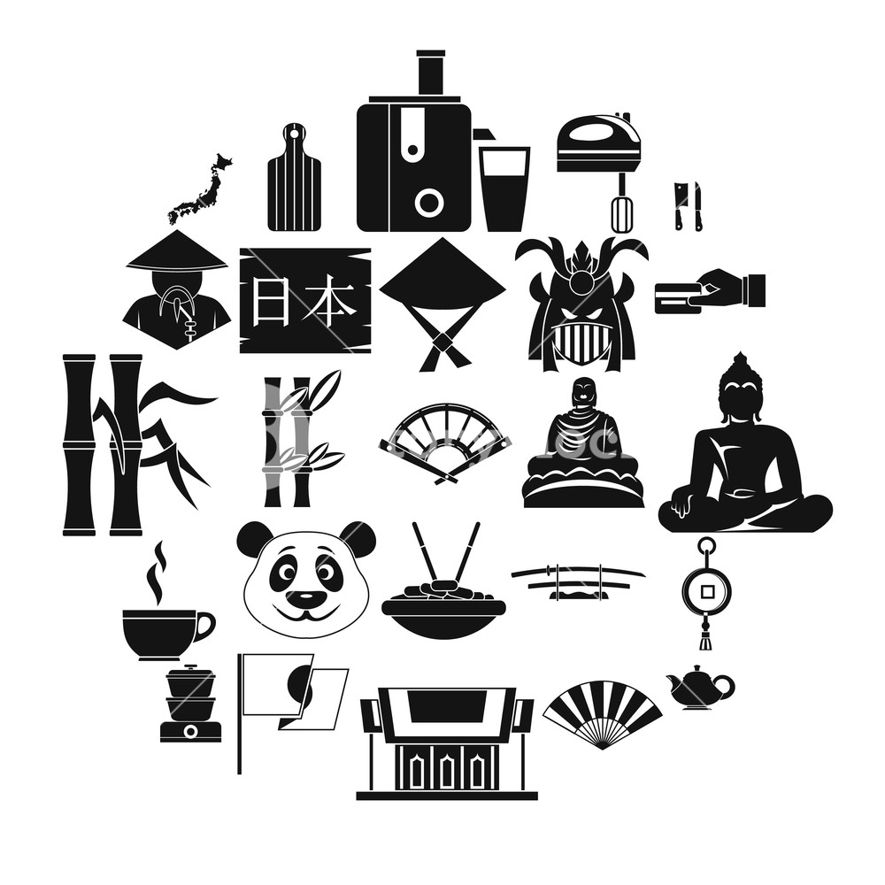 1000x1000 Sushi Roll Icons Set Simple Set Of Sushi Roll Vector Icons