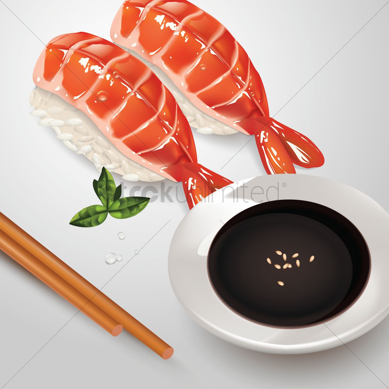 1300x1300 Shrimp Sushi Vector Image