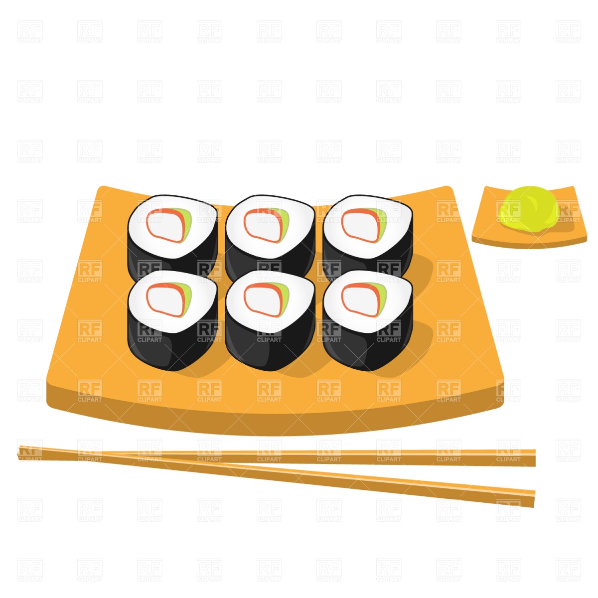 1200x1200 Chopsticks, Wasabi And Roll Sushi Vector Image Of Food