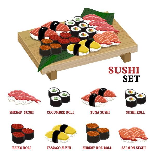 600x597 Delicious Sushi Vector Set Free Download