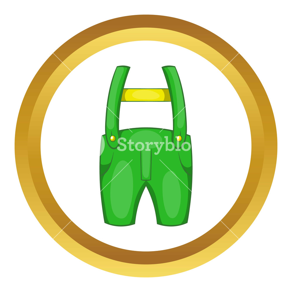 1000x1000 Pants With Suspenders Vector Icon In Golden Circle, Cartoon Style