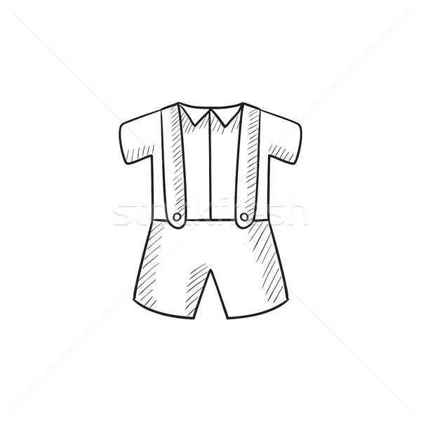 600x600 Baby Shirt And Shorts With Suspenders Sketch Icon Vector