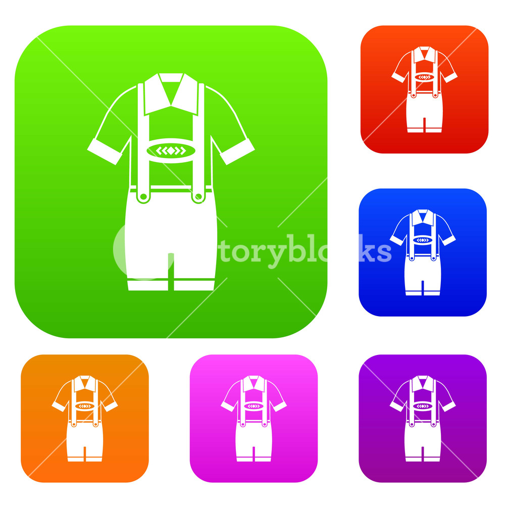1000x1000 T Shirt And Pants With Suspenders Set Icon In Different Colors