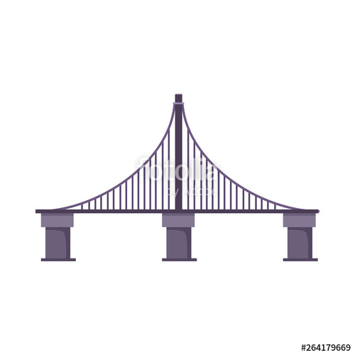 500x500 Cable Bridge Vector Illustration Highway Bridge, City, River