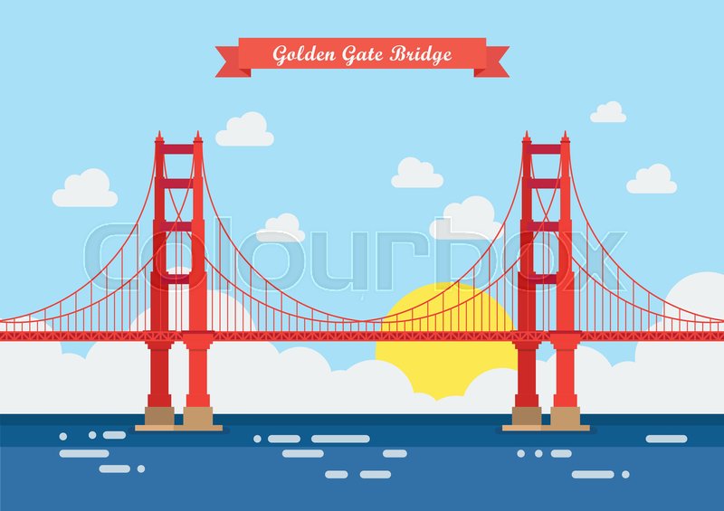 800x565 Flat Style Golden Gate Bridge Vector Stock Vector Colourbox