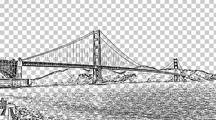728x406 Golden Gate Bridge Black And White Suspension Bridge Png, Clipart