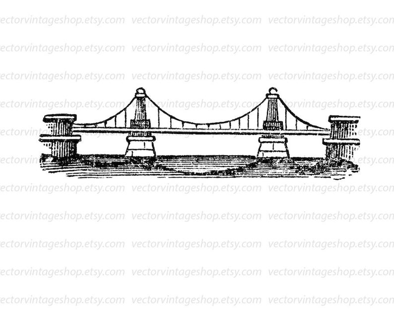 794x623 Bridge Clipart Suspension Bridge Vector Graphic Instant Etsy