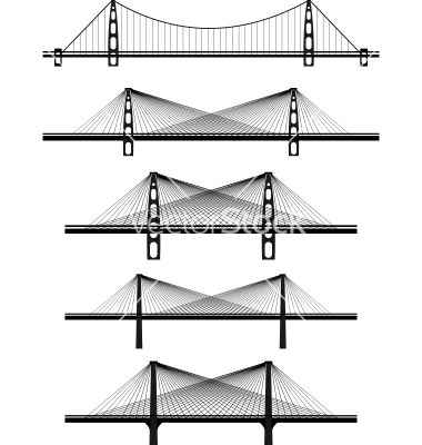 380x400 Metal Cable Suspension Bridges Vector