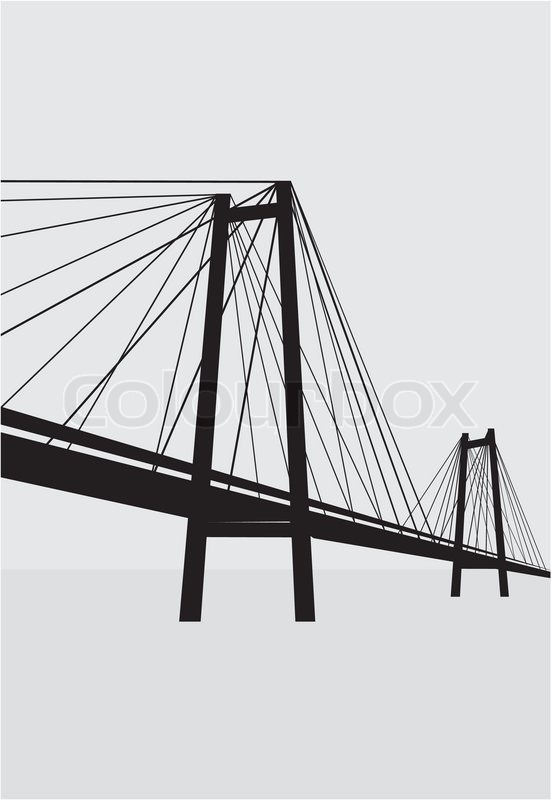 551x800 Vector Cable Stayed Suspension Bridge Stock Vector Colourbox