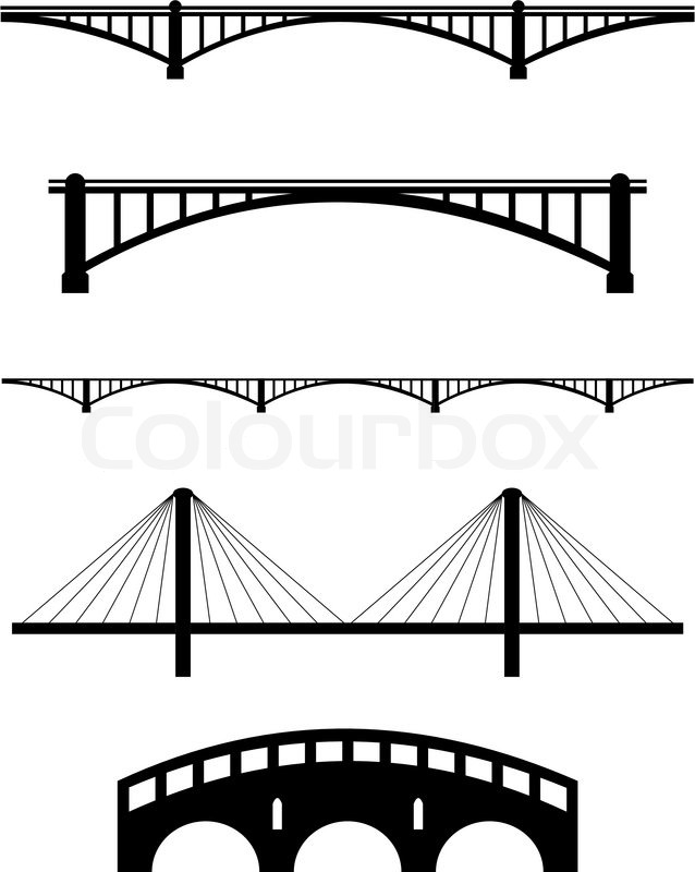 638x800 Vector Set Of Bridge Black Stock Vector Colourbox