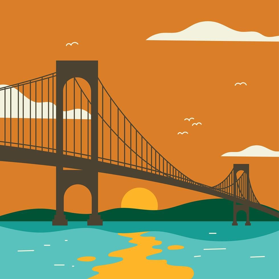 980x980 Bronx Whitestone Bridge Vector Wall Art In Bridge, Vector