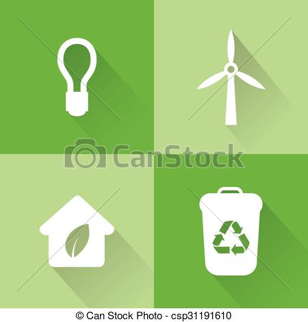 450x470 Abstract Sustainability Icons On A Green Background Vector Clip