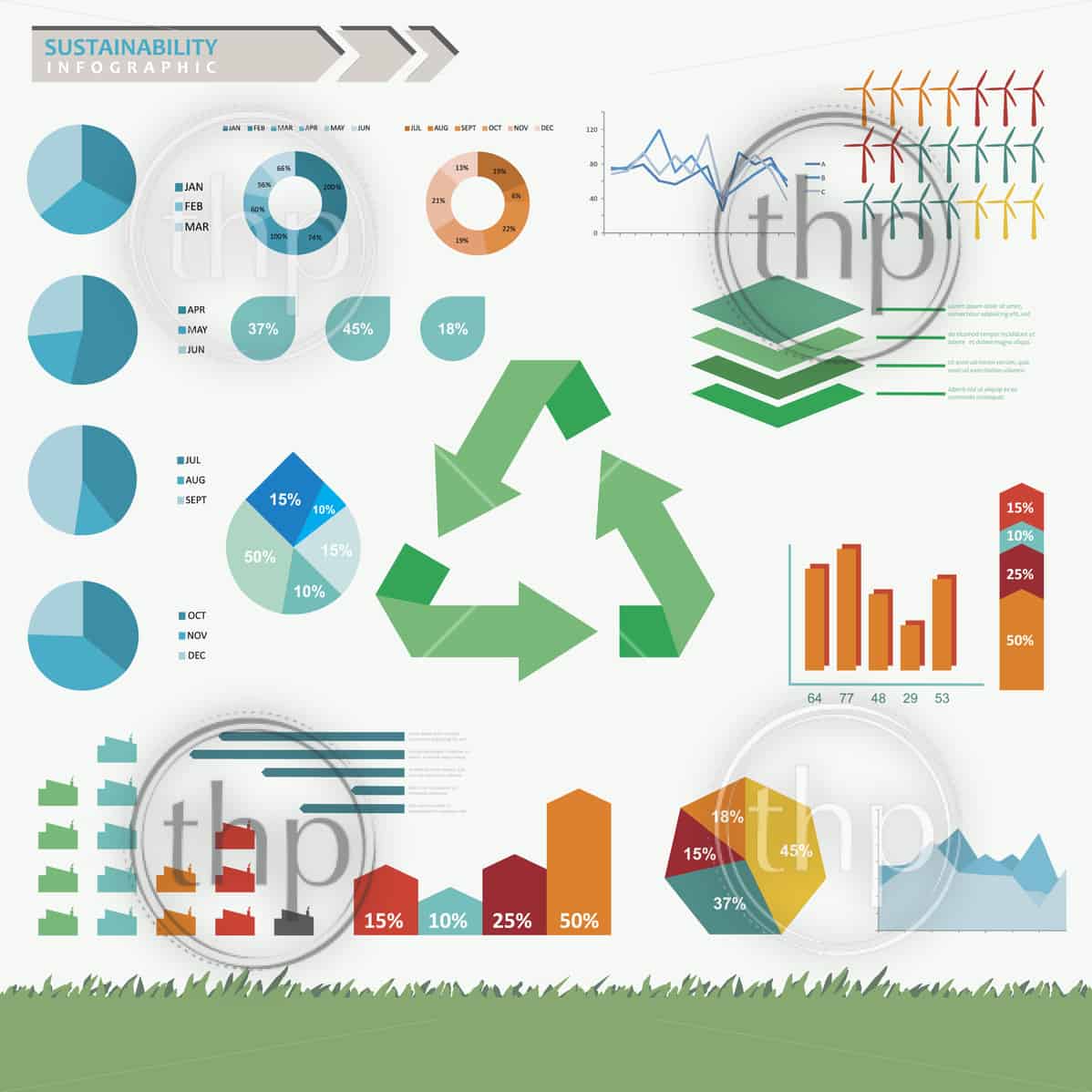 1198x1198 Sustainability And Eco Friendly Infographic Set In Vector Vector