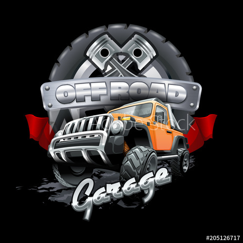 500x500 Extreme Orange Off Road Vehicle Suv Vector Illustration