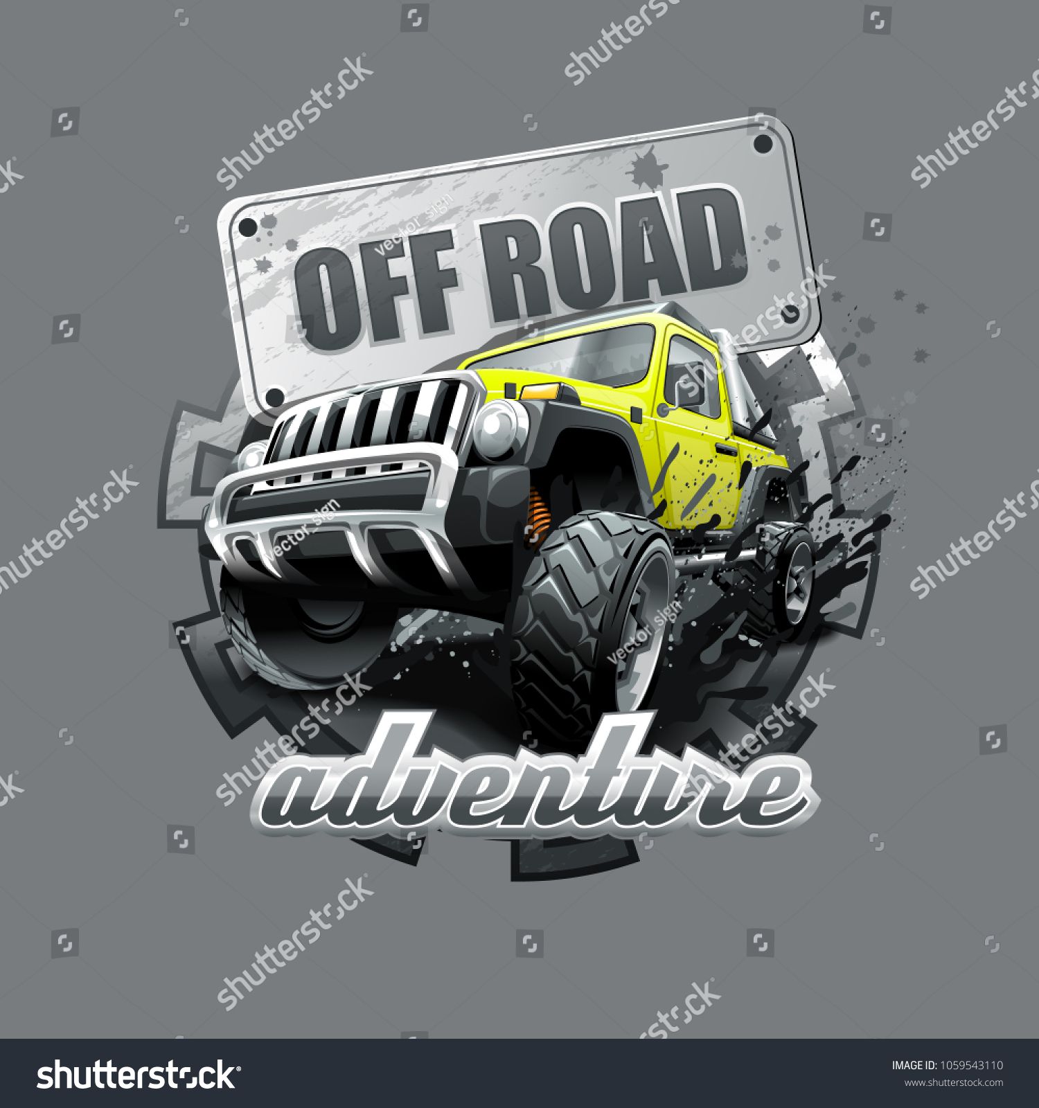 1500x1600 Extreme Yellow Off Road Vehicle Suv Vector Illustration Road