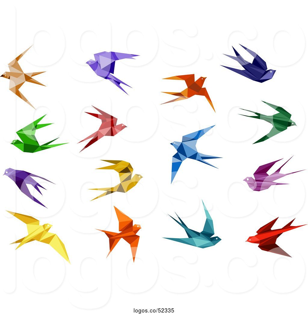 Logo Of Colorful Flying Origami Swallow Birds 1024x1044 Logo Of Colorful Flying Origami Swallow Birds
