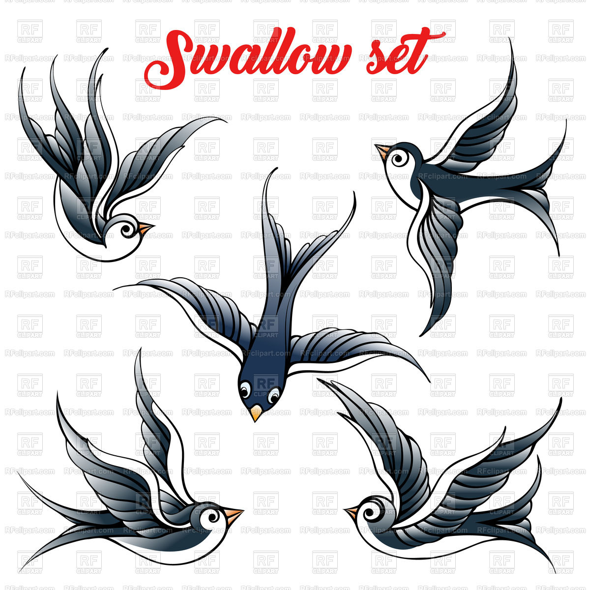 1200x1200 Set Of The Swallow Vector Image Of Plants And Animals