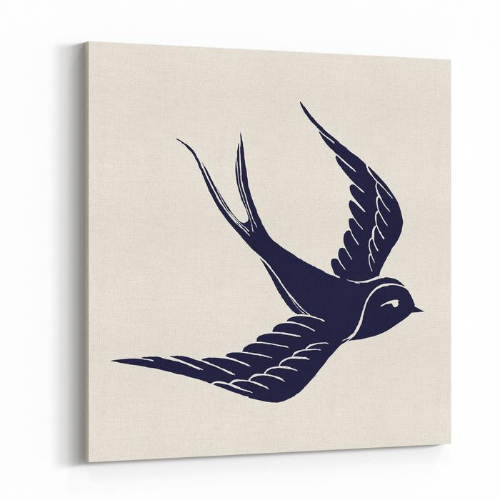 700x700 Vector Ink Pen Hand Drawn Flying Swallow Silhouette Illustration
