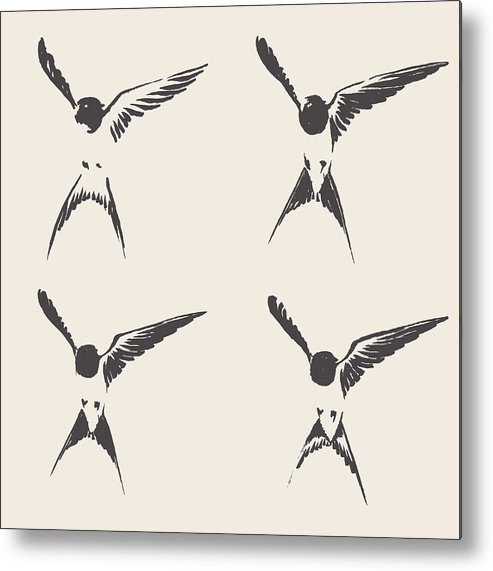 493x571 Hand Drawn Swallow Vector Illustration Metal Print