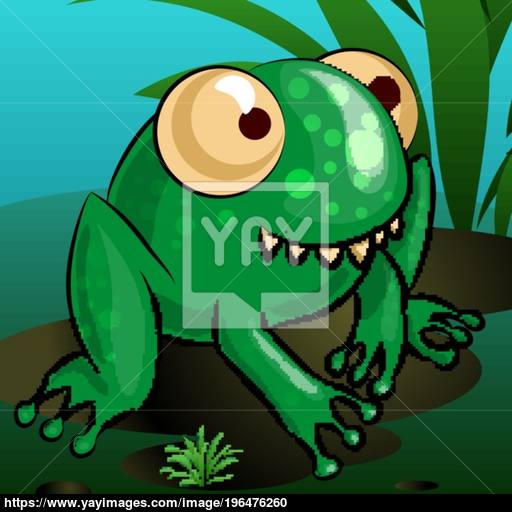 A Merry Cartoon Frog Is Sitting On A Sw Vector Vector 512x512 A Merry Cartoon Frog Is Sitting On A Sw Vector Vector