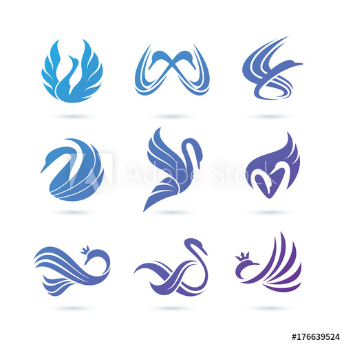 500x500 Set Of Swan Logo Vector
