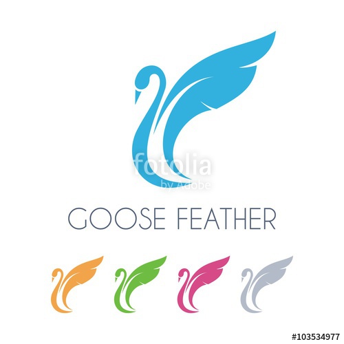500x500 Swan Logo, Feather Swan Simple Design Vector Logo Template Stock