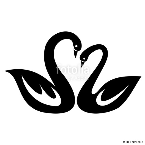 500x500 Swan Love Black Silhouette Stock Image And Royalty Free Vector
