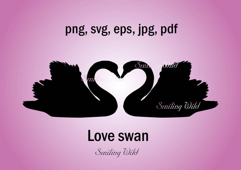 794x562 Romantic Love Swan Silhouette Printable Love Bird Vector Etsy