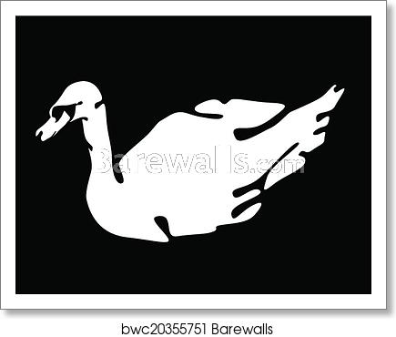 435x370 Swan Vector Silhouette, Art Print Barewalls Posters Prints