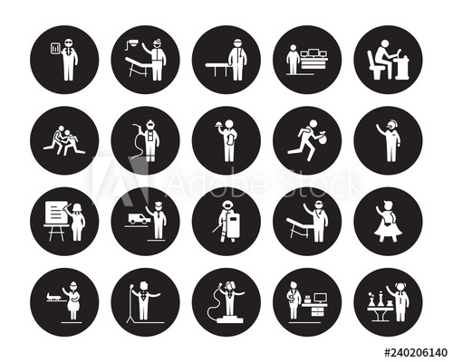 Vector Icon Set Statistician, Secretary, Showman, Singer 500x400 Vector Icon Set Statistician, Secretary, Showman, Singer
