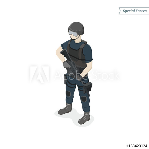 Isometric Special Forces Soldier Swat Vector Illustration 500x500 Isometric Special Forces Soldier Swat Vector Illustration
