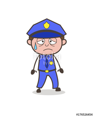 402x500 Disappointed Officer Face With Cold Sweat Vector Stock Image