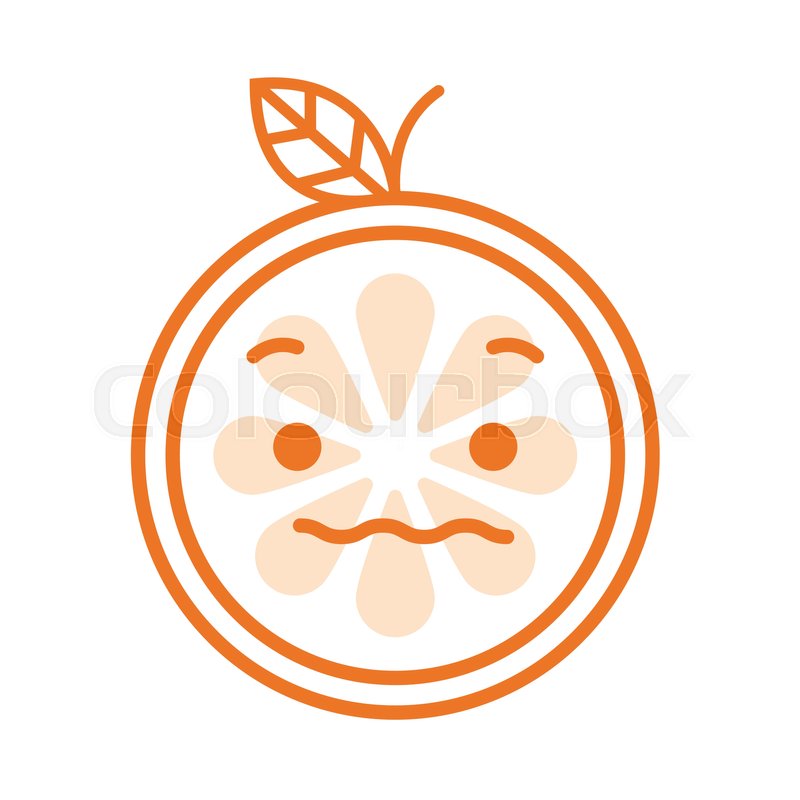 800x800 Worry Emoji Worrying Orange Fruit Stock Vector Colourbox