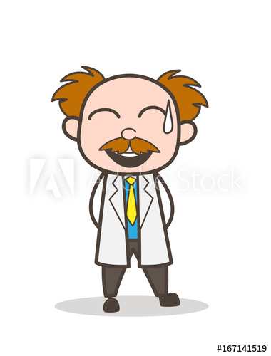380x500 Cartoon Scientist Laughing Face With Cold Sweat Vector