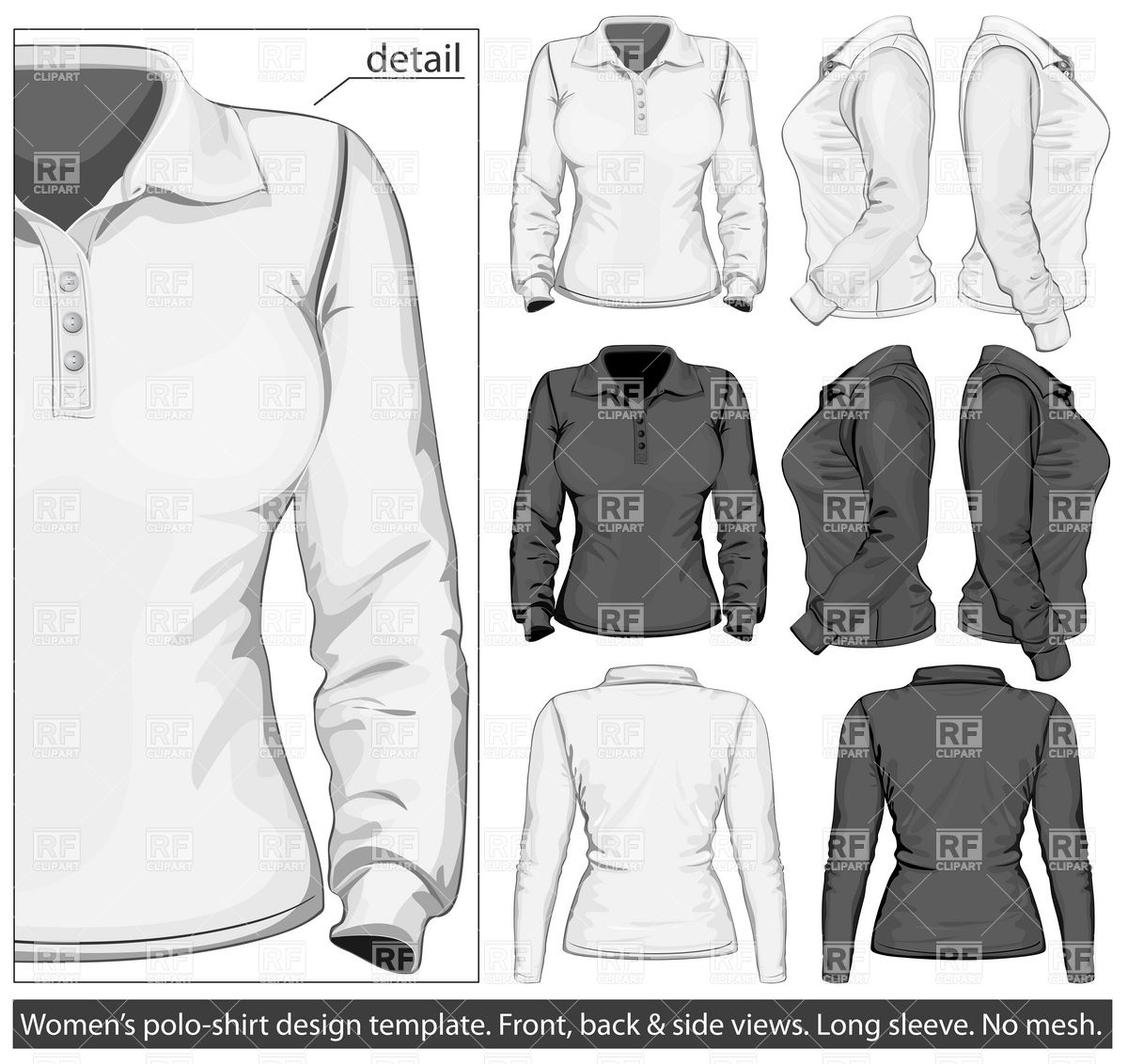 1200x1132 Long Sleeved Women's Sweater, Polo Shirt Template Vector Image