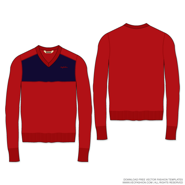 600x600 Men V Neck Color Blocked Woolen Sweater Vector Template Design