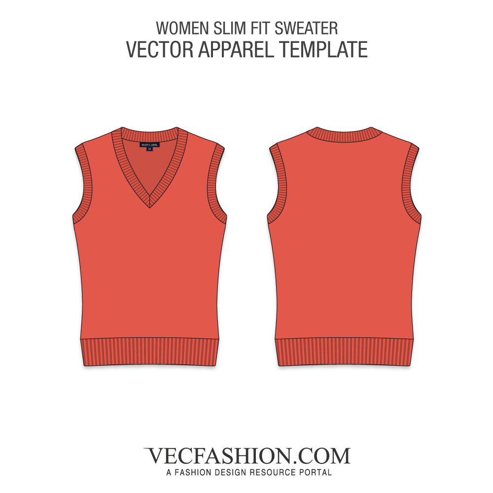 1000x1000 V Neck Sleeveless Sweater Vest Template