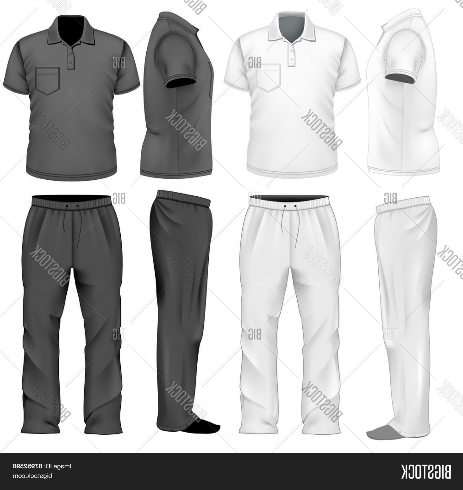 1800x1904 Stock Vector Men S White And Black Sweatpants And Polo Shirt