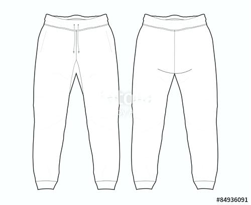 Blank Sweatpants Template Sketch Coloring Page