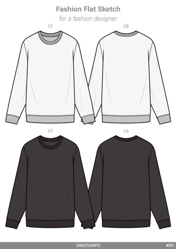 Sweatshirts Fashion Flat Technical Drawing Vector Template 570x806 Sweatshirts Fashion Flat Technical Drawing Vector Template
