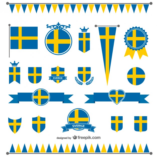 626x626 Sweden Flag Badges And Ribbons Vector Free Download