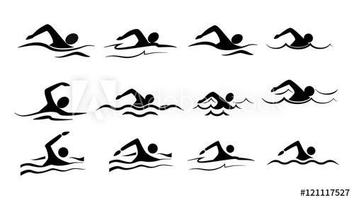 500x283 Isolated Swim Icon Set Silhouette Of Man Swimming In The Waves