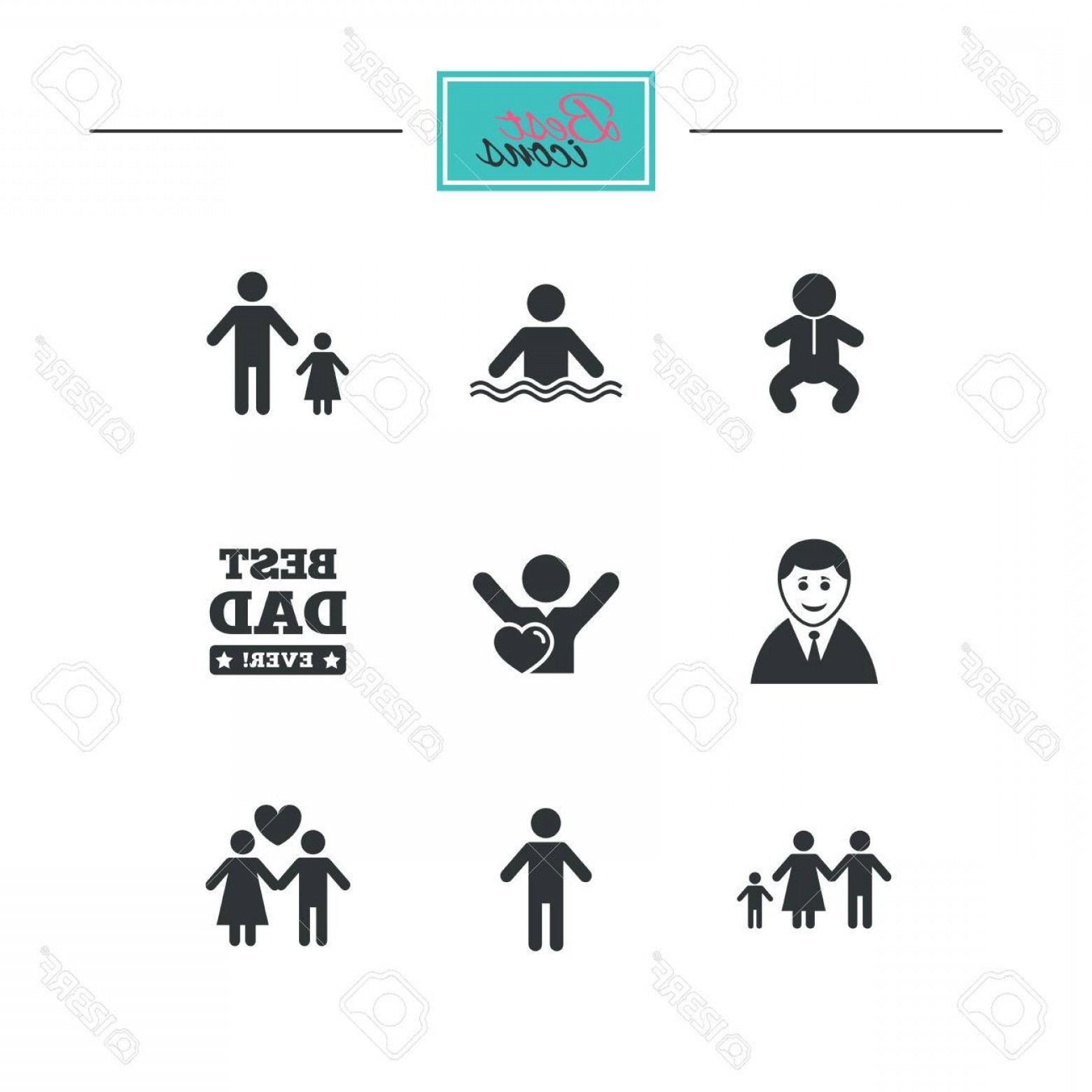 1560x1560 Photostock Vector People Family Icons Swimming Pool Love