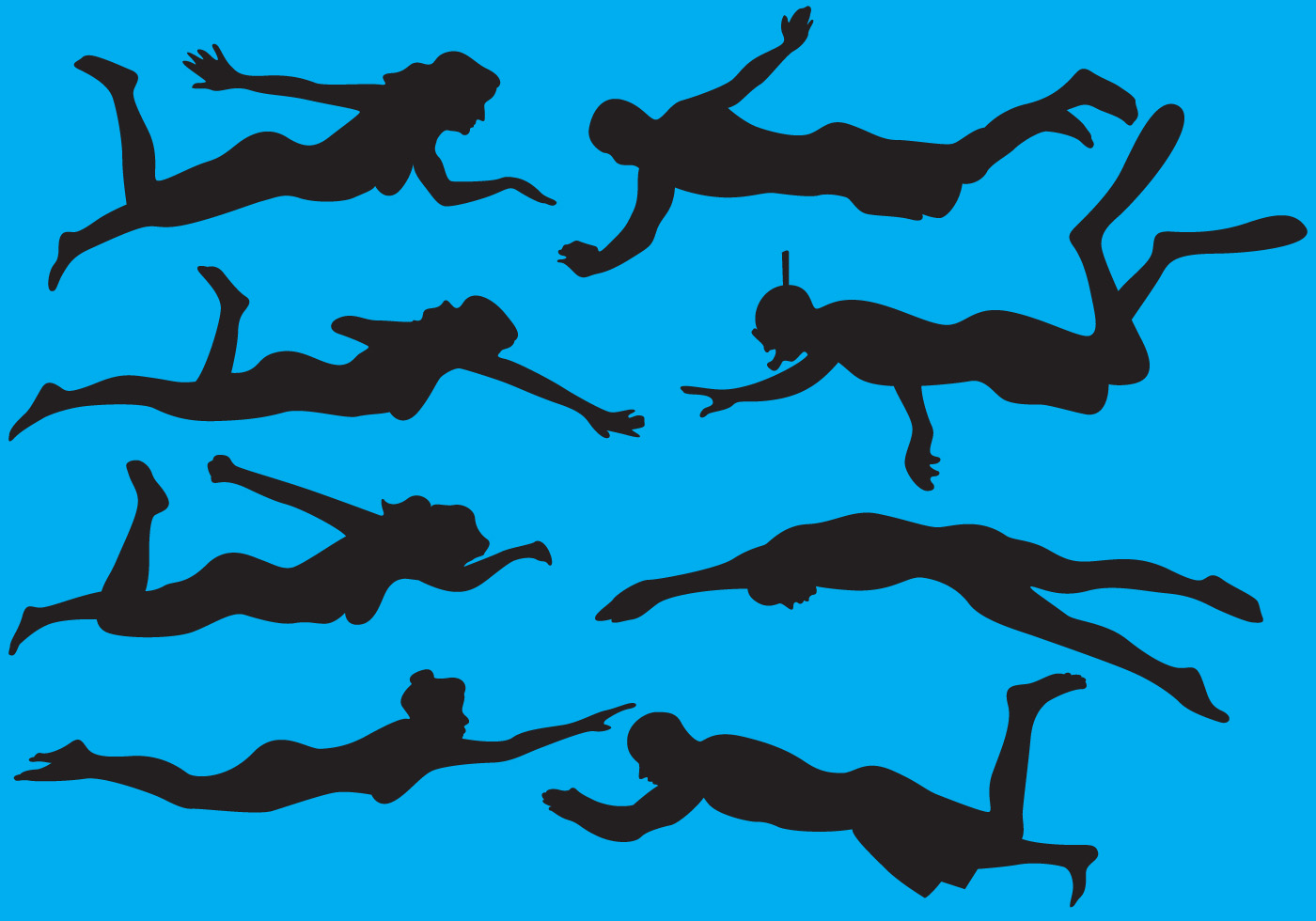 1400x980 Swimmer Silhouette Free Vector Art