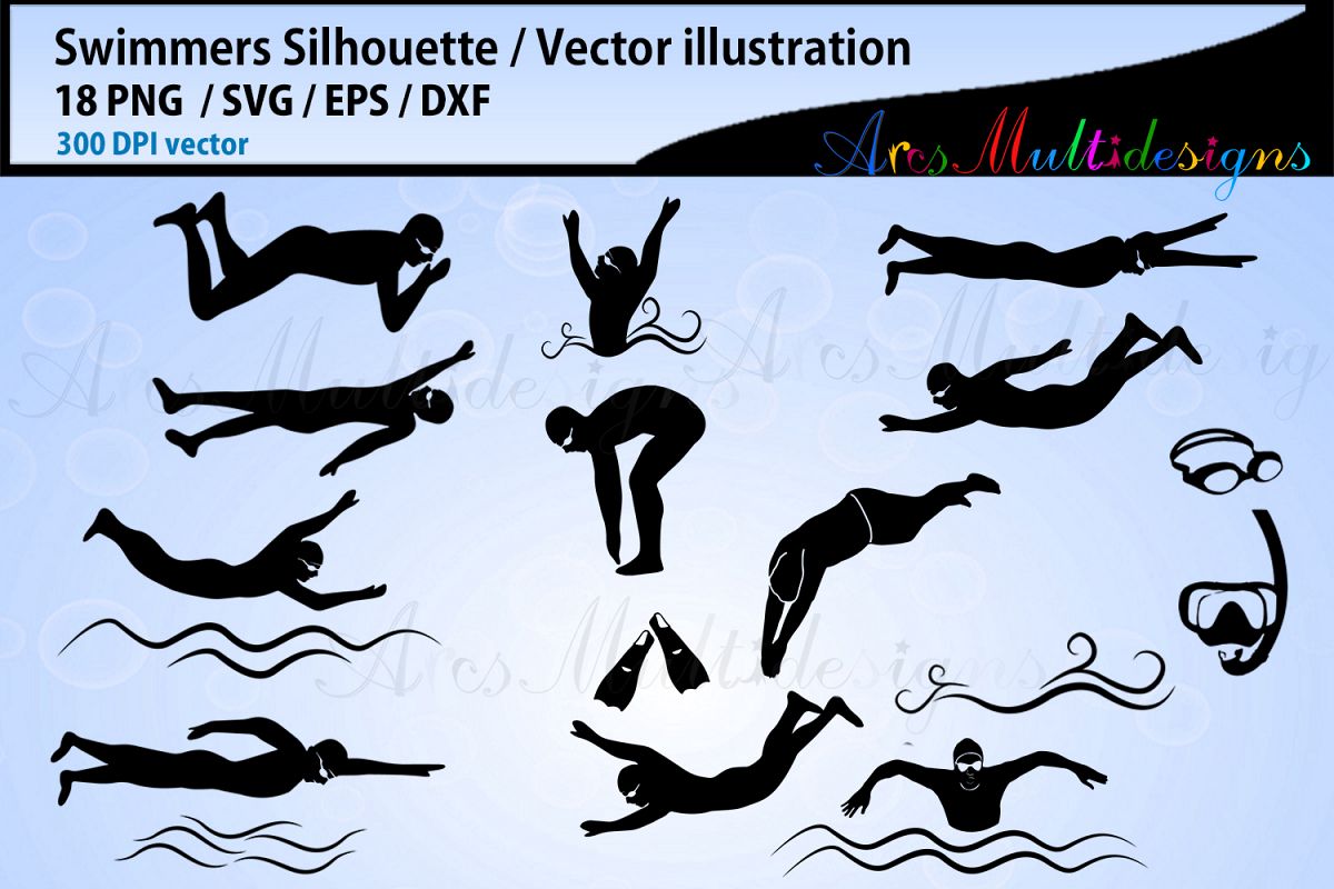 1200x800 Swimmers Silhouettes Swimmer Bundle