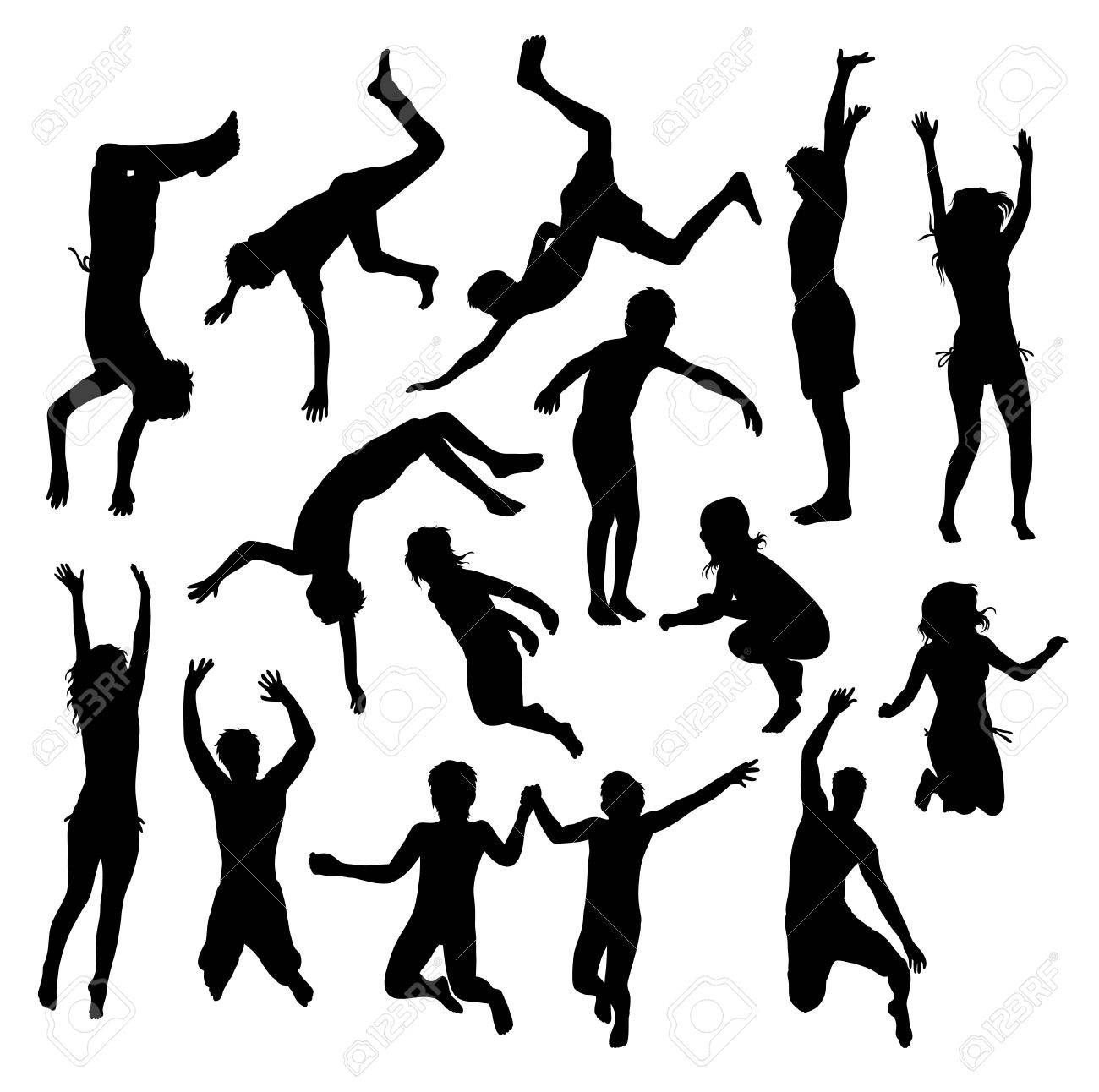 1300x1292 Swimming Kids Silhouette