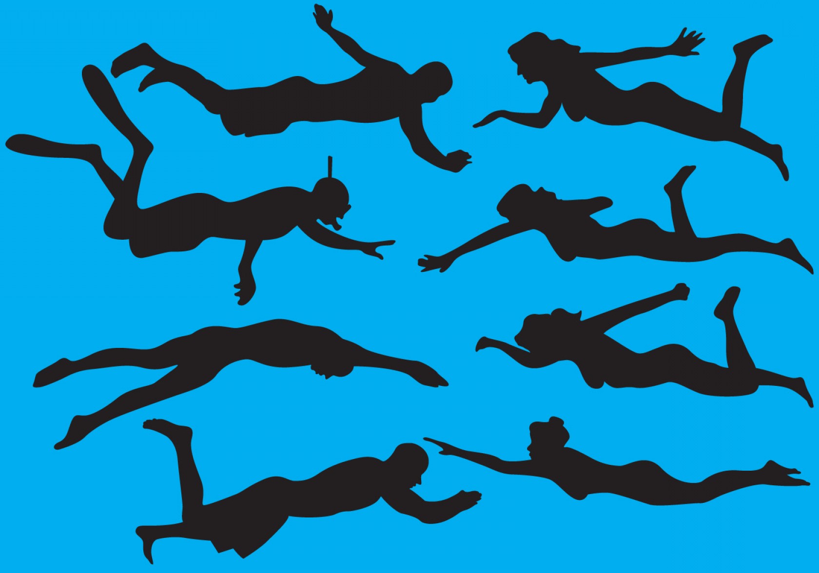 1680x1176 Woman And Man Swimming Silhouettes Geekchicpro