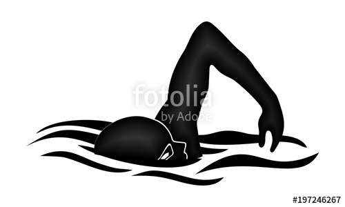 500x300 Vector Logo Silhouettes Swimmer Women Swim Stock Image