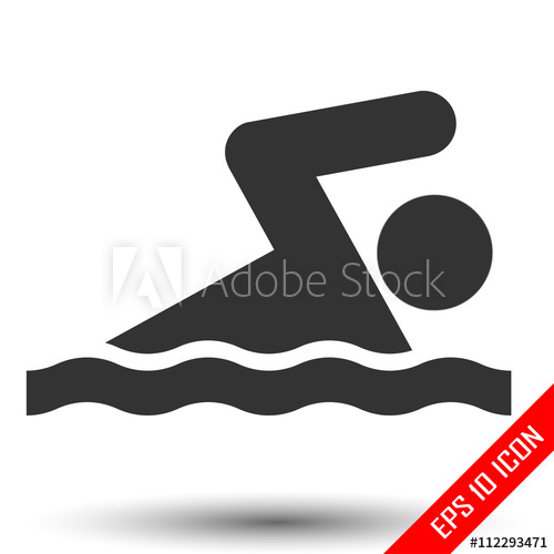 500x500 Swim Icon, Swim Sign, Swim Logo, Vector Flat Illustration